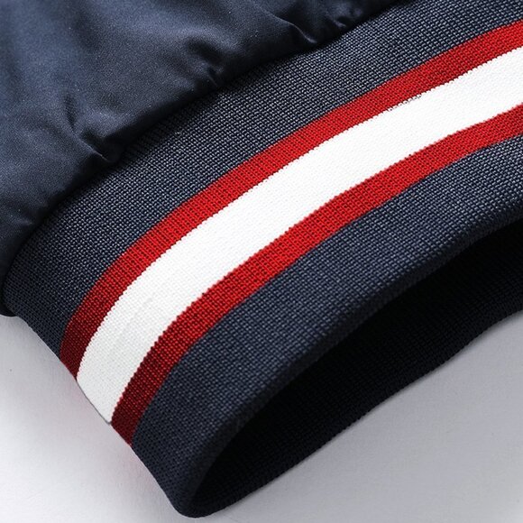 Blue Casual Mens Striped Trim Zip Up Jacket - Picture 5 of 6